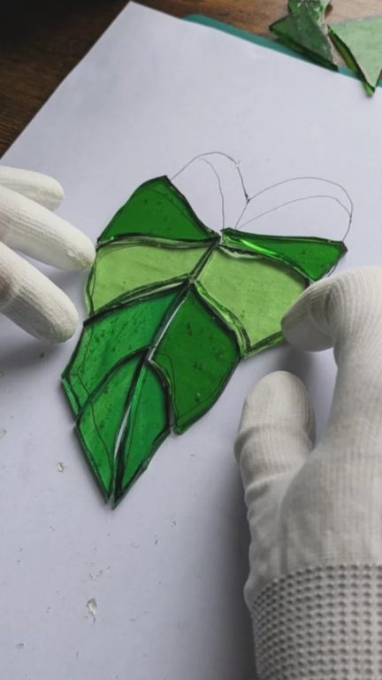 Stained Glass Suncatcher Alocasia Leaf