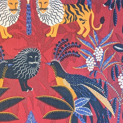 Red and Black Tropical Fabric Lampshade