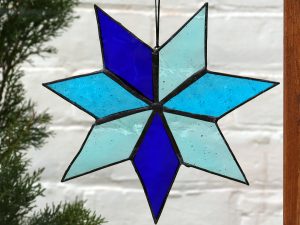 Blue Star Stained Glass Suncatcher