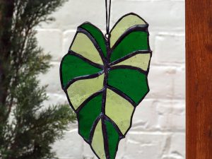 Alocasia Leaf Stained Glass Suncatcher