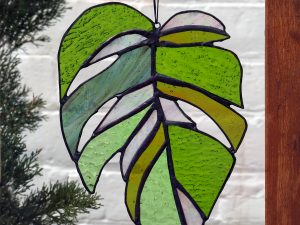 Monstera Leaf Stained Glass Suncatcher
