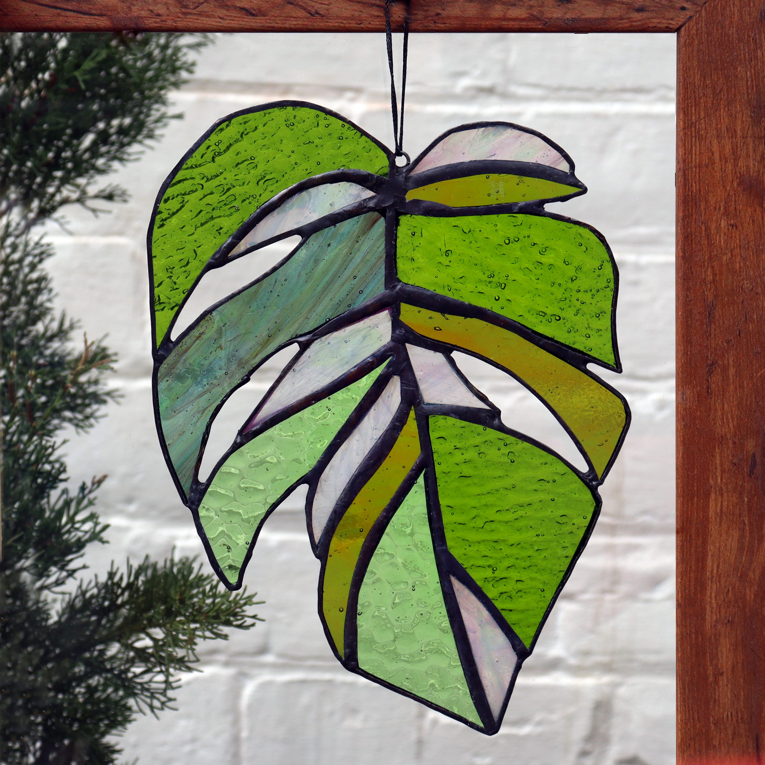 Stained Glass Monstera Leaf Suncatcher