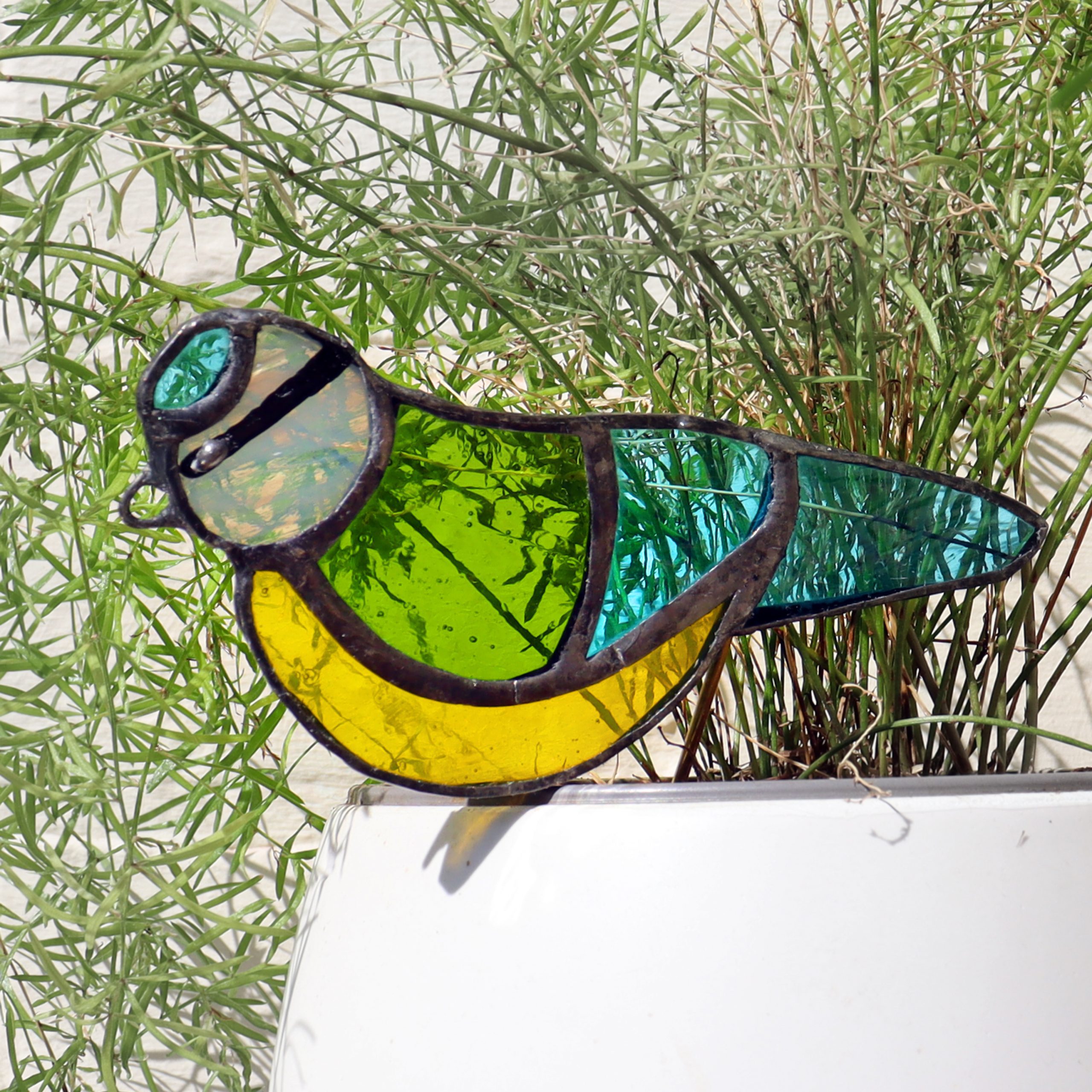 Stained Glass Blue Tit Plant Pal