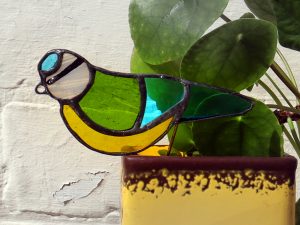 Stained Glass Blue Tit Plant Pal