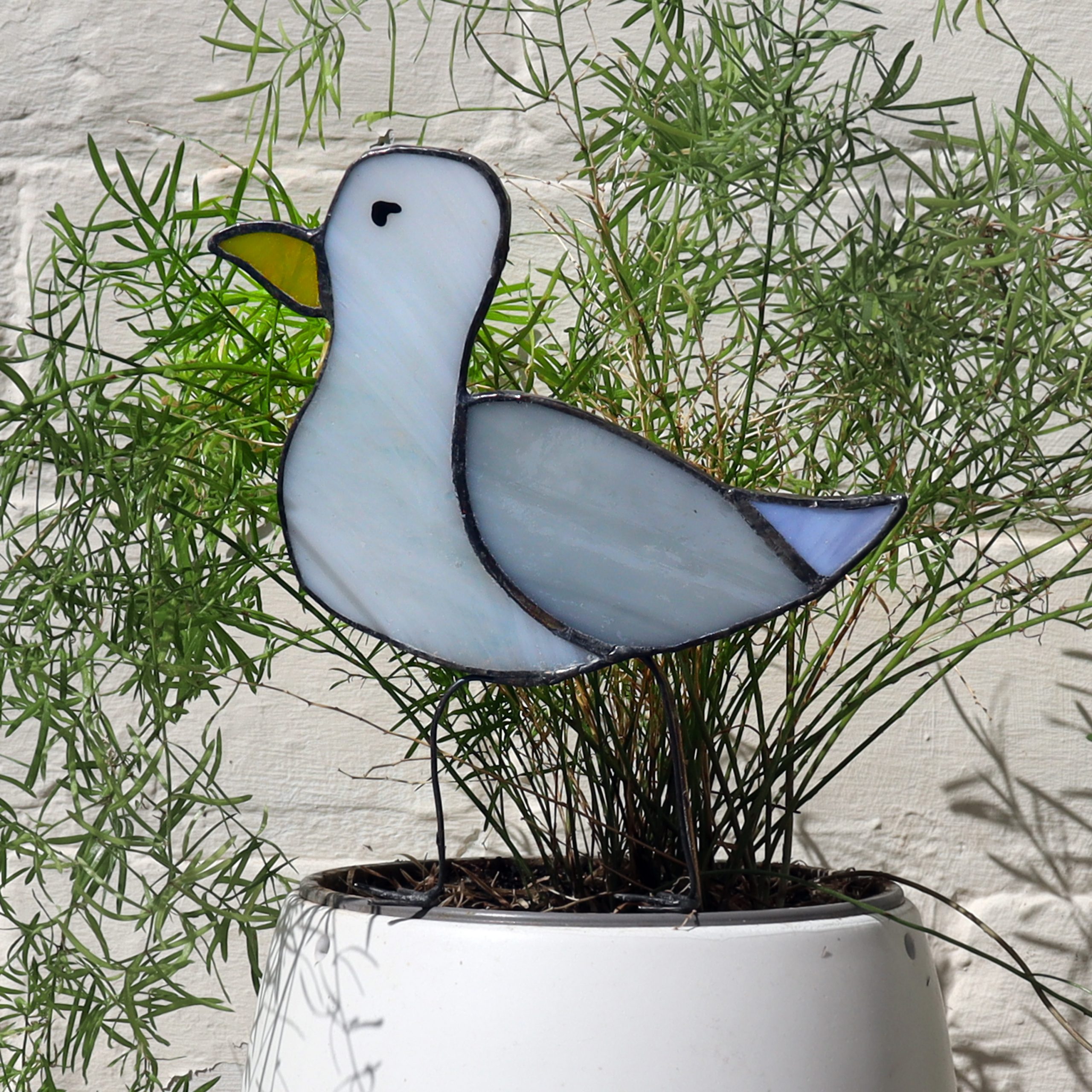 Stained Glass Seagull Plant Pal